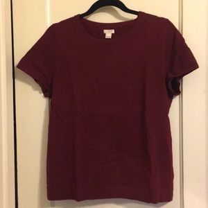 JCrew Short Sleeved Burgundy Sweater